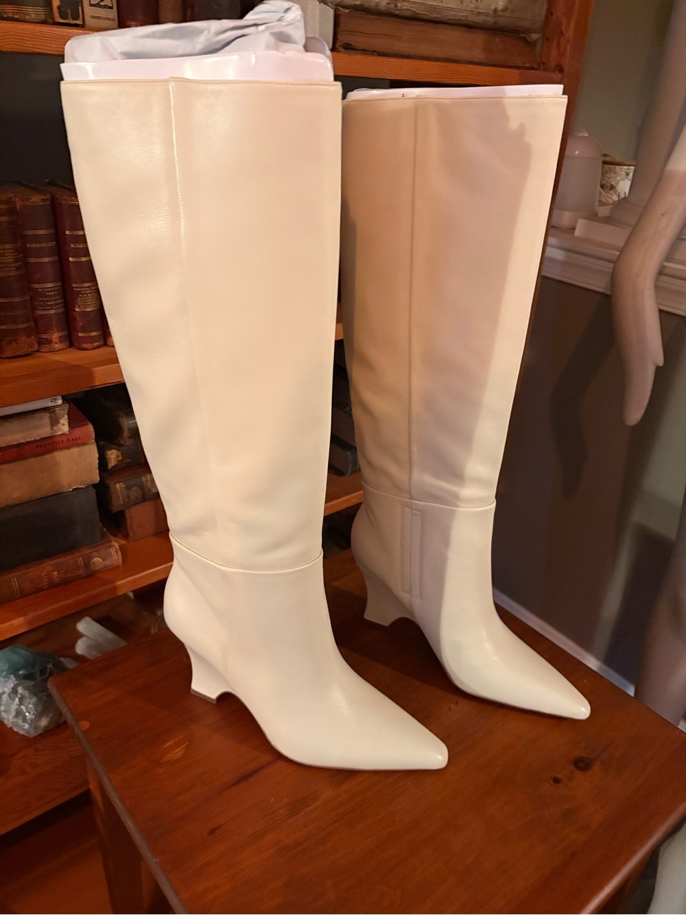 Sam Edelman Vance Ivory Knee Pointed-Toe Boots - Picture 2 of 13